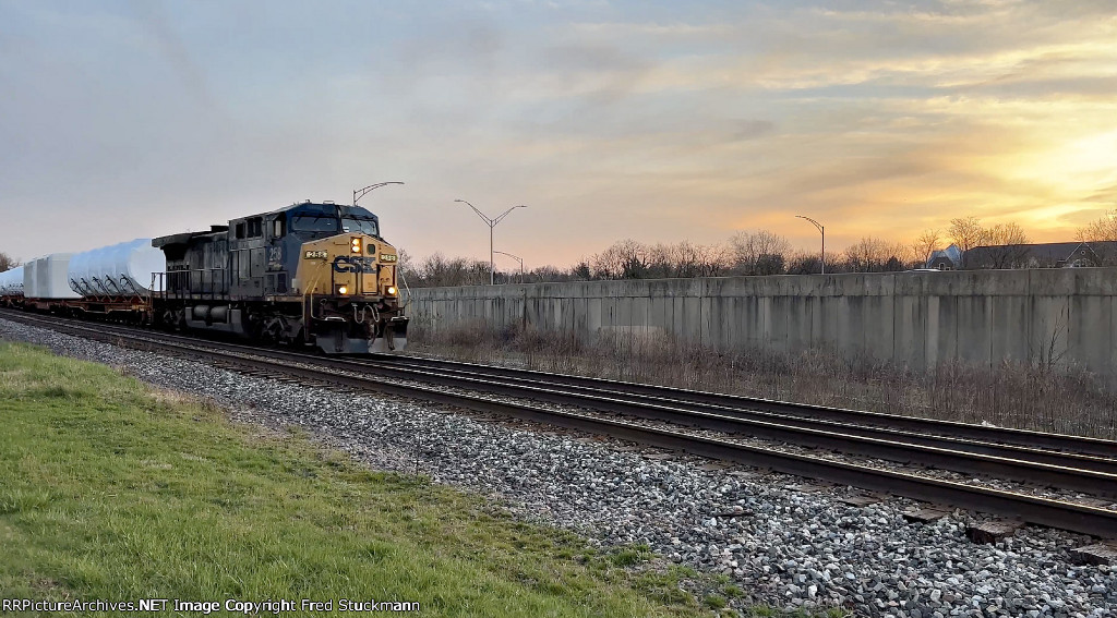 CSX 248 leads a windmill train.